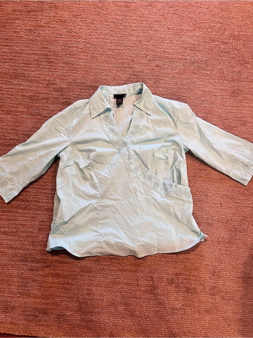 Blue Wrap-Style Women's Top